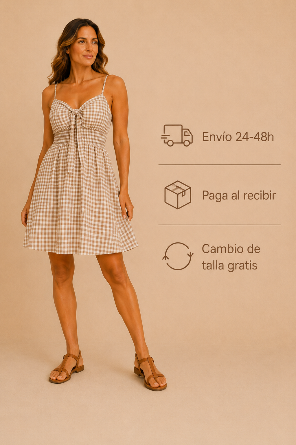 Vestido gingham smocked