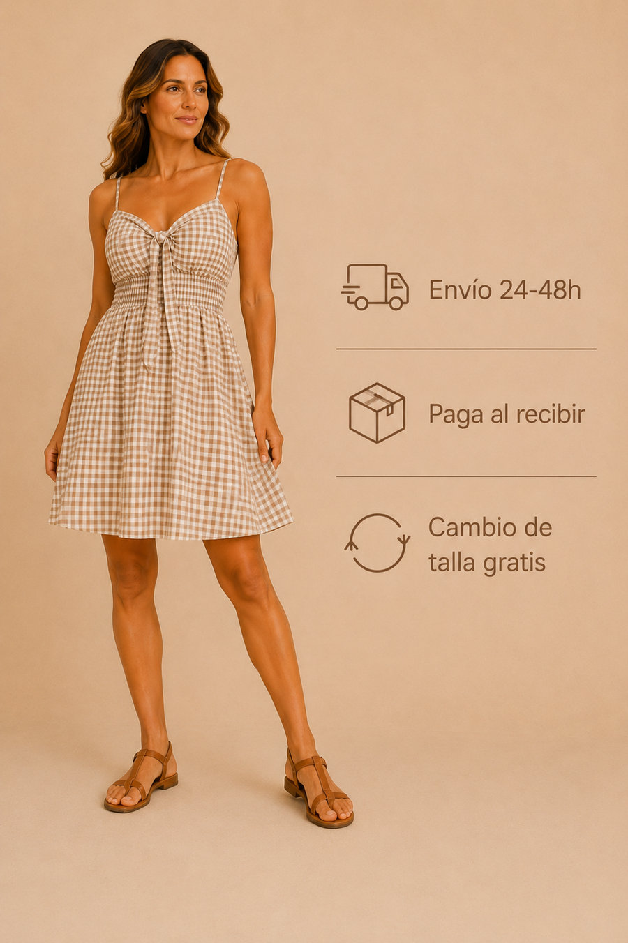 Vestido gingham smocked