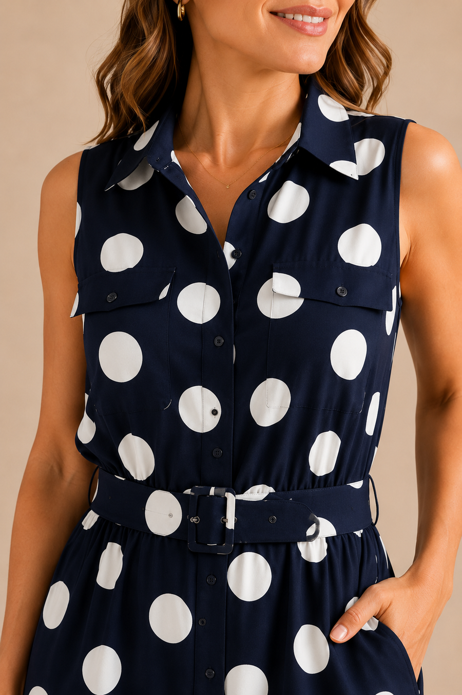 Vestido de lunares con cinturón
