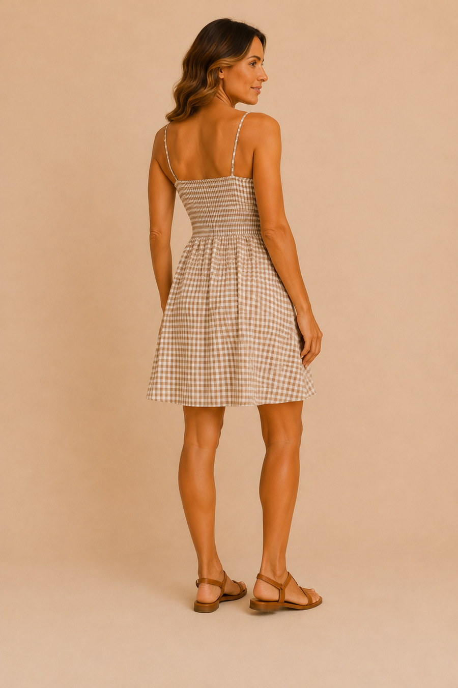 Vestido gingham smocked