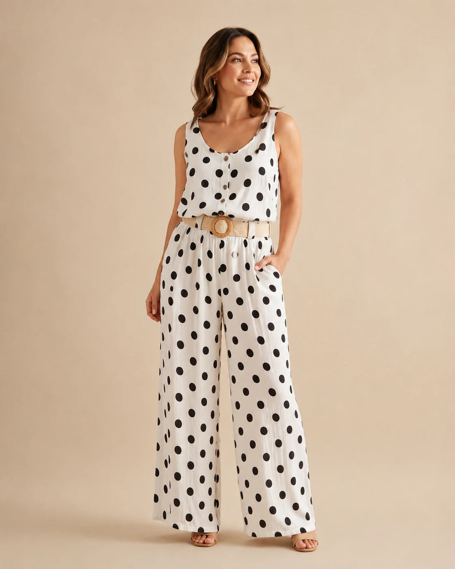 Conjunto de lunares (top + pantalón ancho)