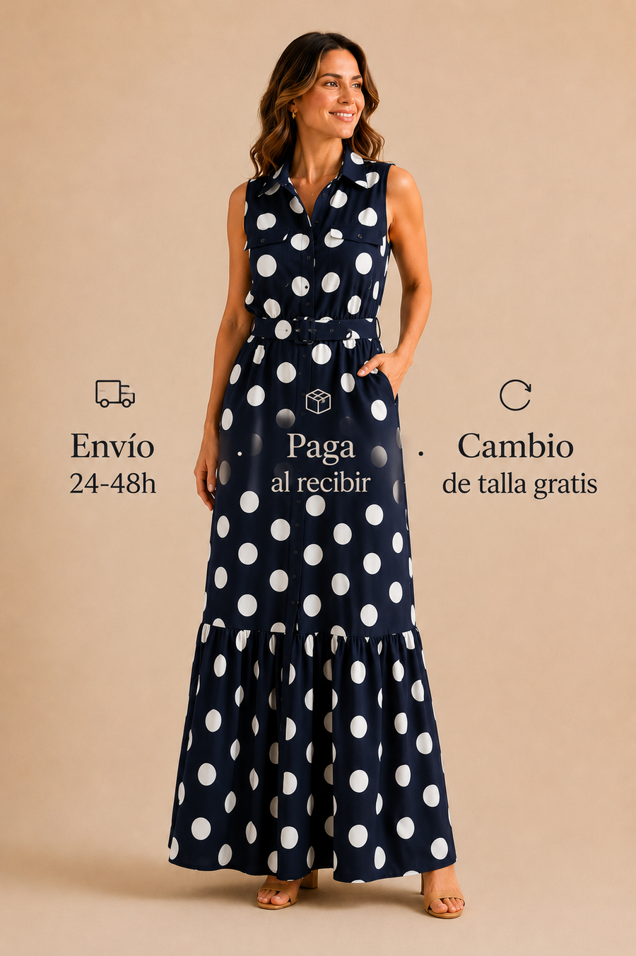Vestido de lunares con cinturón