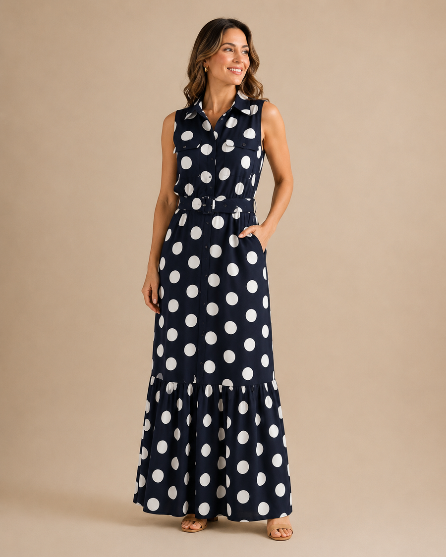 Vestido de lunares con cinturón