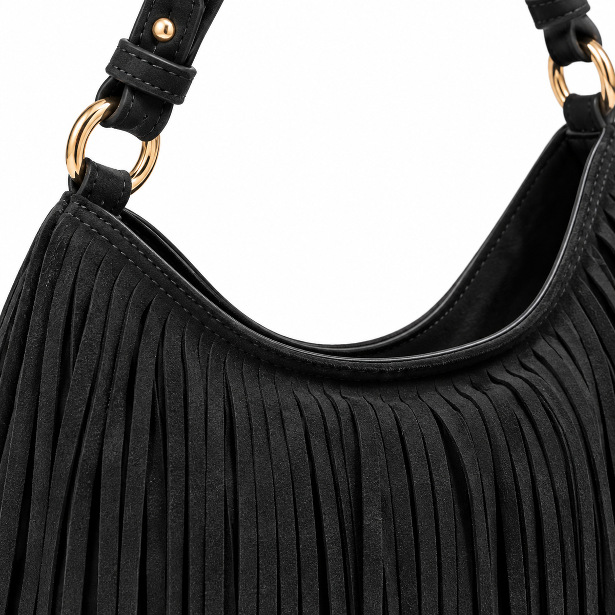 Bolso flecos negro Alma - detalle flecos