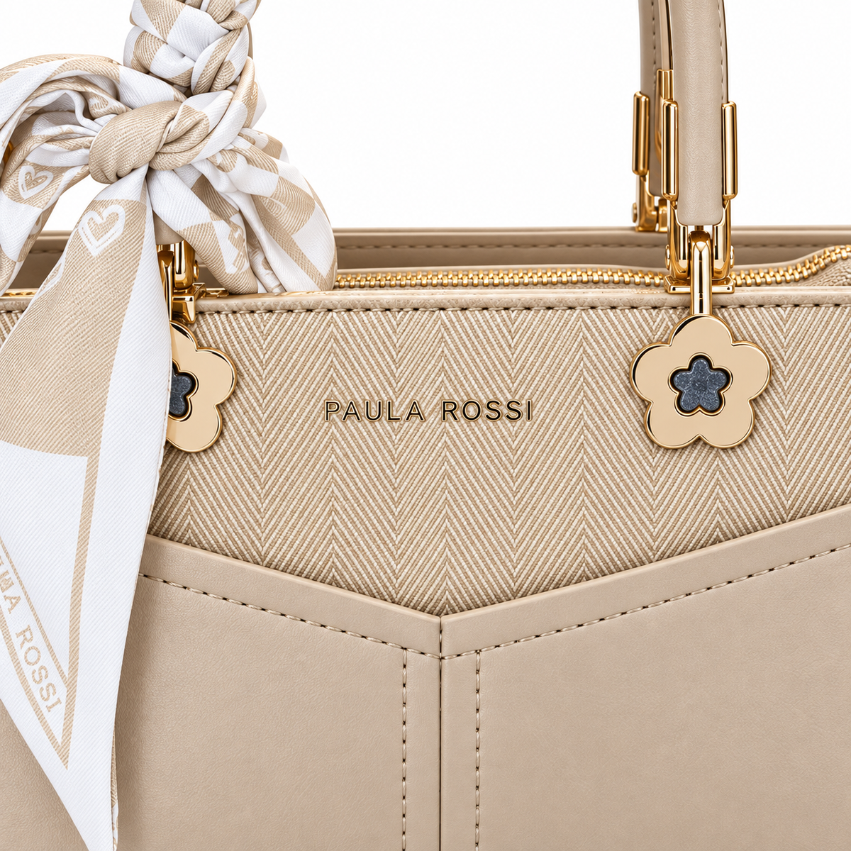 Tote beige Marbella - detalle pañuelo