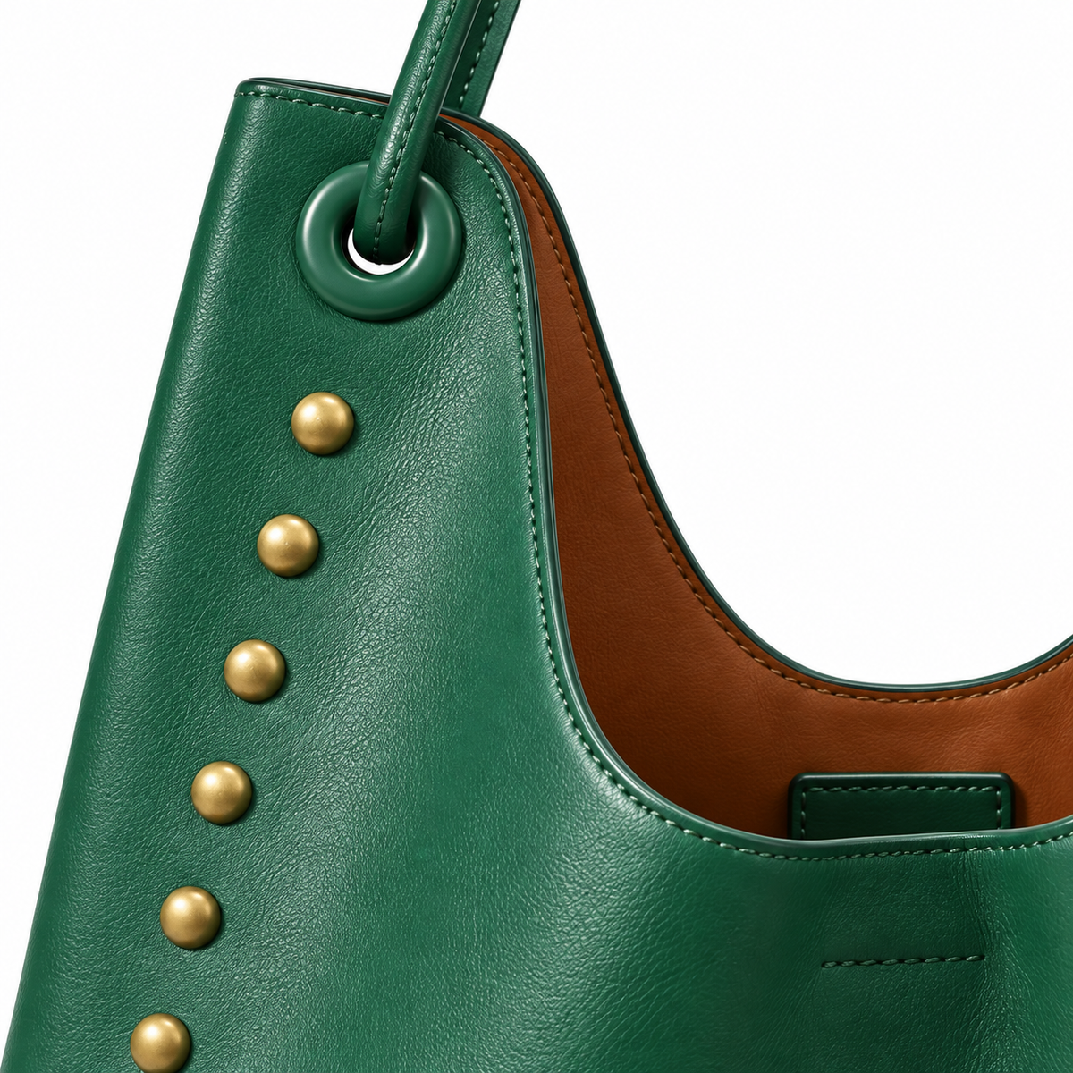Bolso verde tachuelas Olivia - detalle