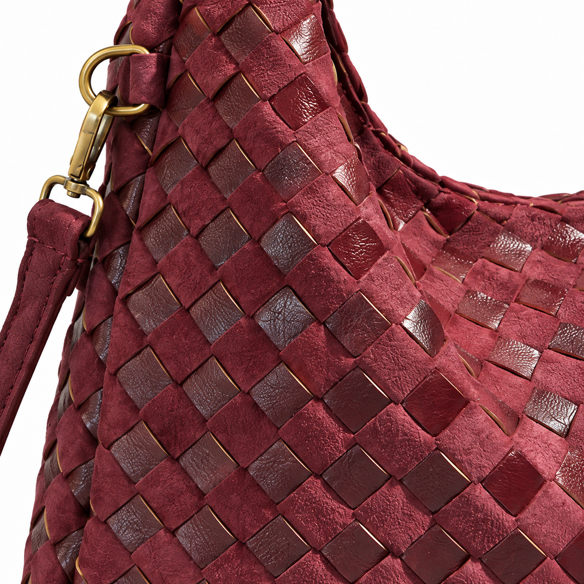 Hobo trenzado burdeos Rioja - detalle trenzado