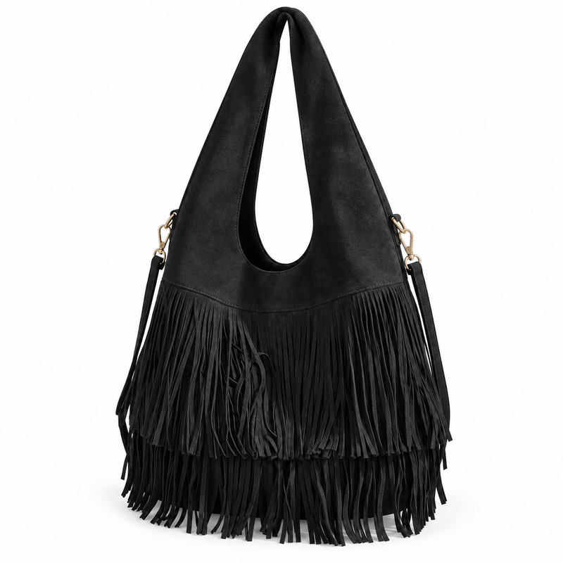 Bolso flecos negro Alma