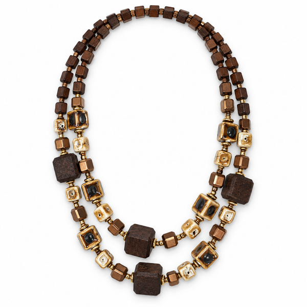 Collar dorado cubos Ámbar