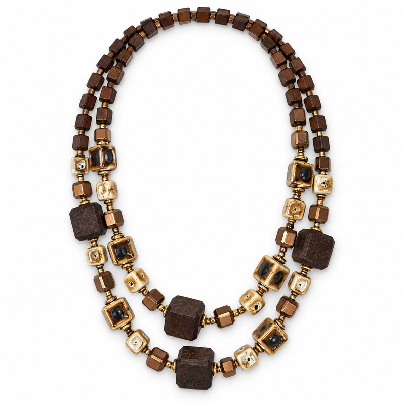 Collar dorado cubos Ámbar