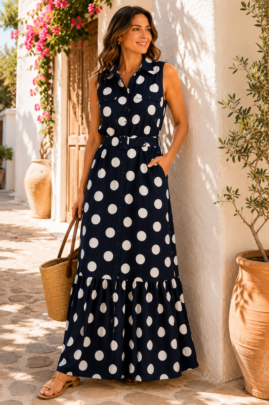 Vestido de lunares con cinturón