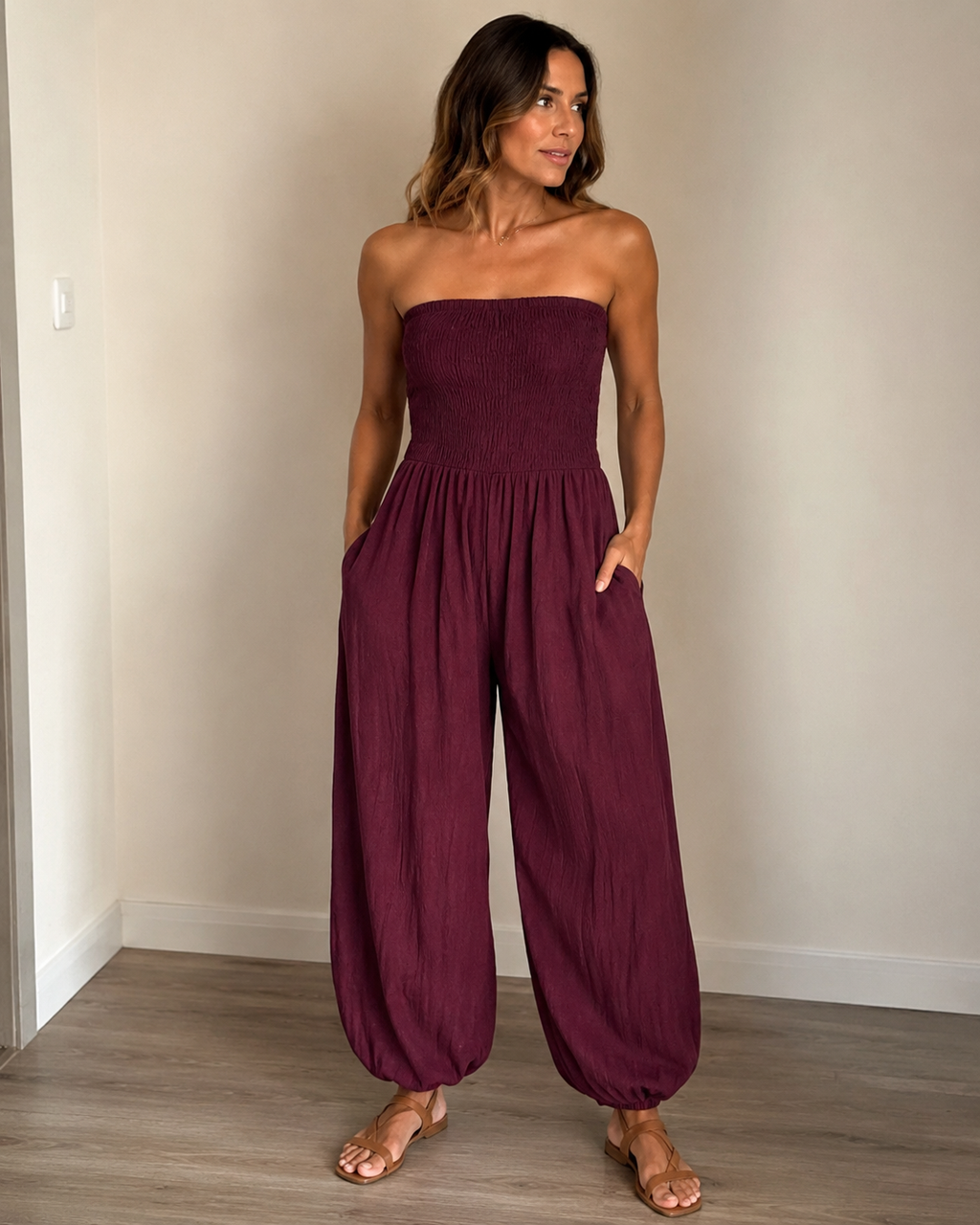 Mono smocked berenjena