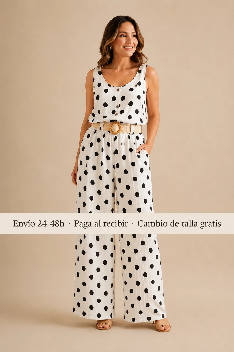Conjunto de lunares (top + pantalón ancho)