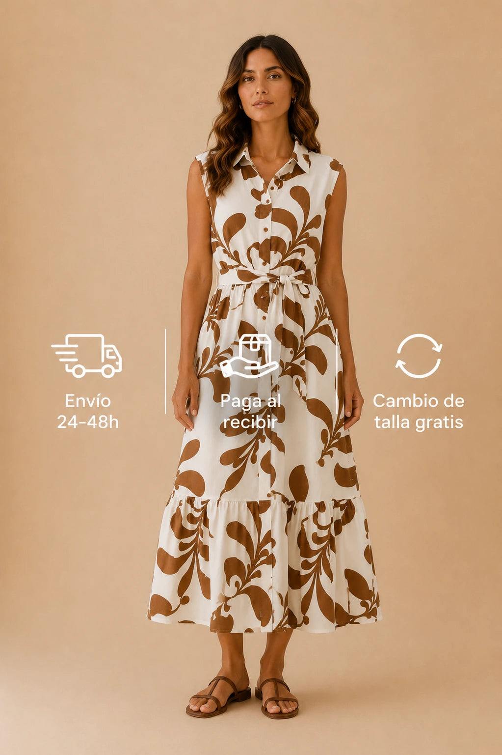 Vestido camisero floral con cinturón