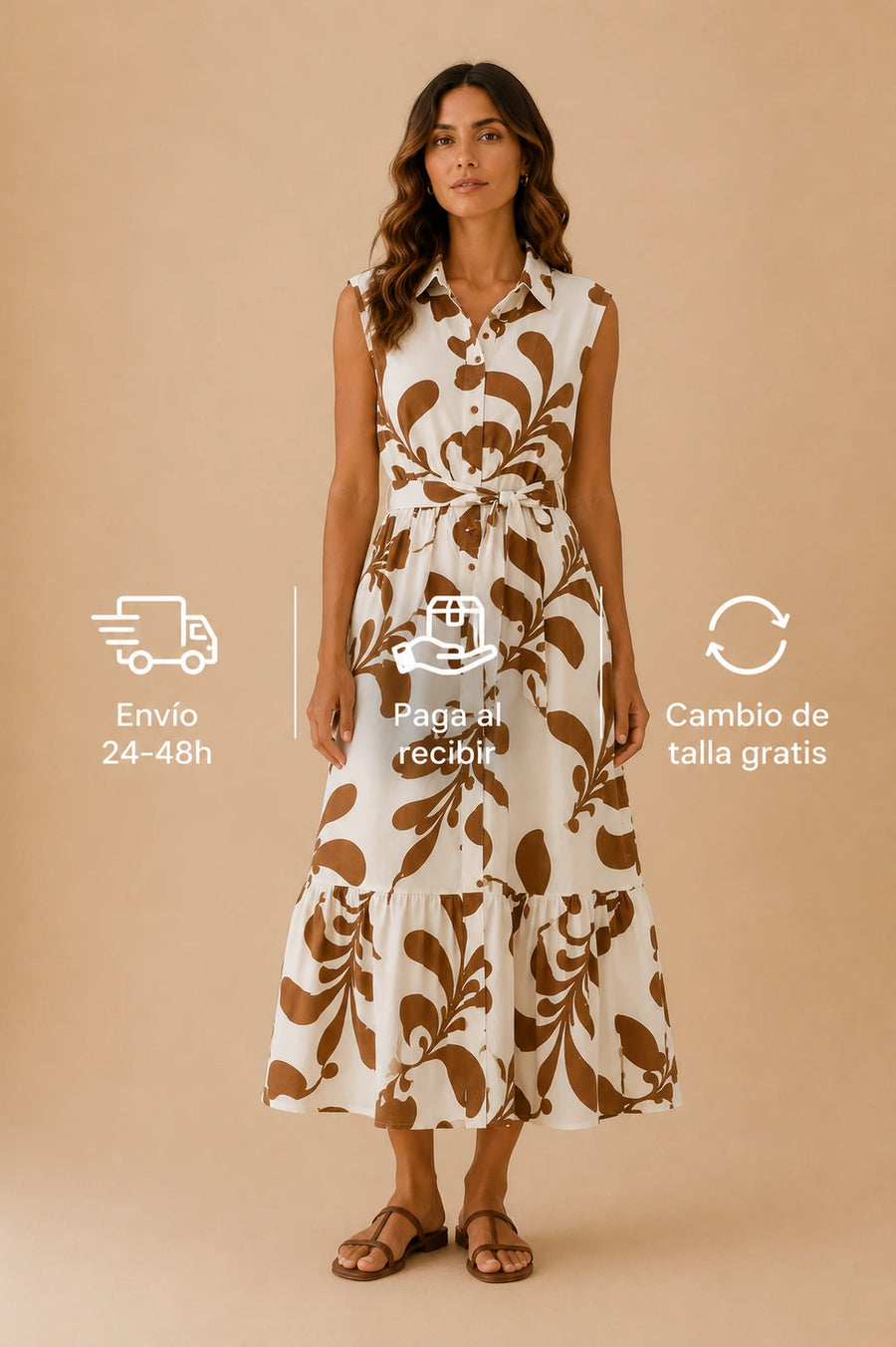 Vestido camisero floral con cinturón