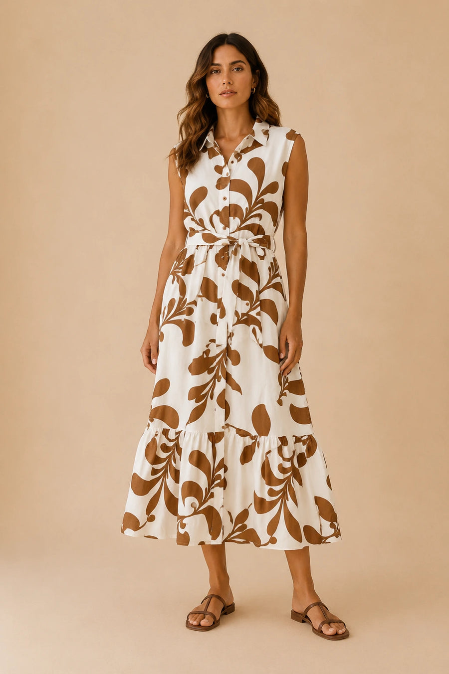 Vestido camisero floral con cinturón