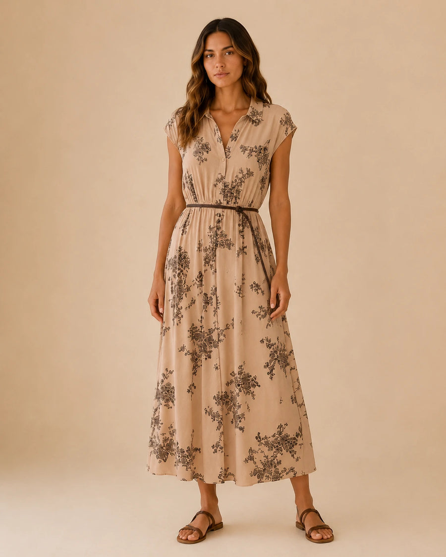 Vestido camisero estampado Matisse con cinturón