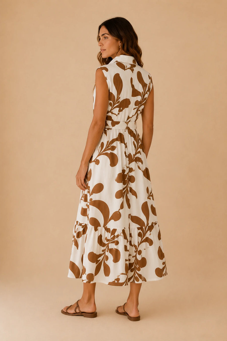 Vestido camisero floral con cinturón