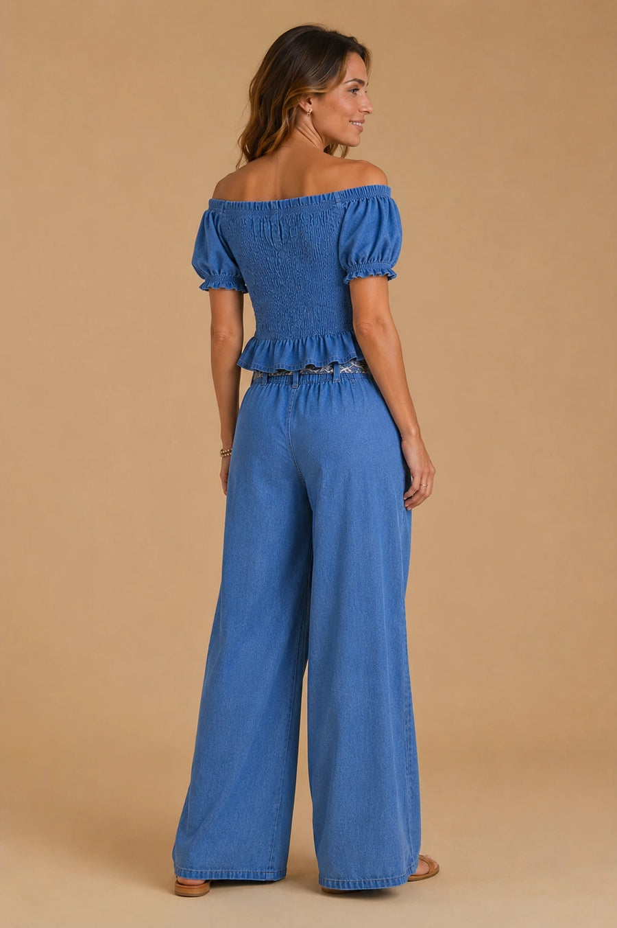 Conjunto denim smocked