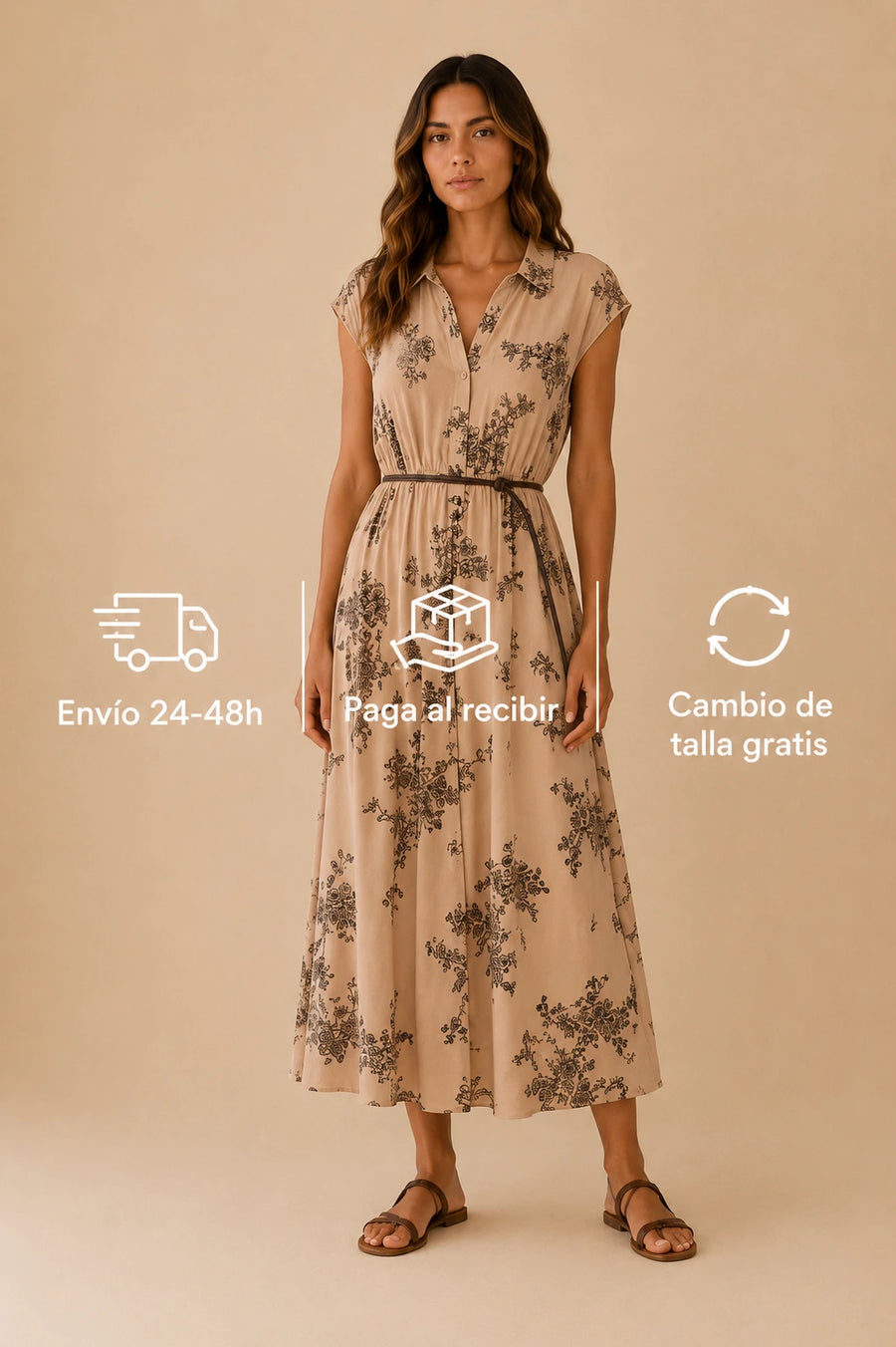 Vestido camisero estampado Matisse con cinturón
